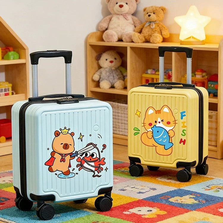 Girls' 14-Inch Cartoon Carry-On Suitcase with Cup Holder