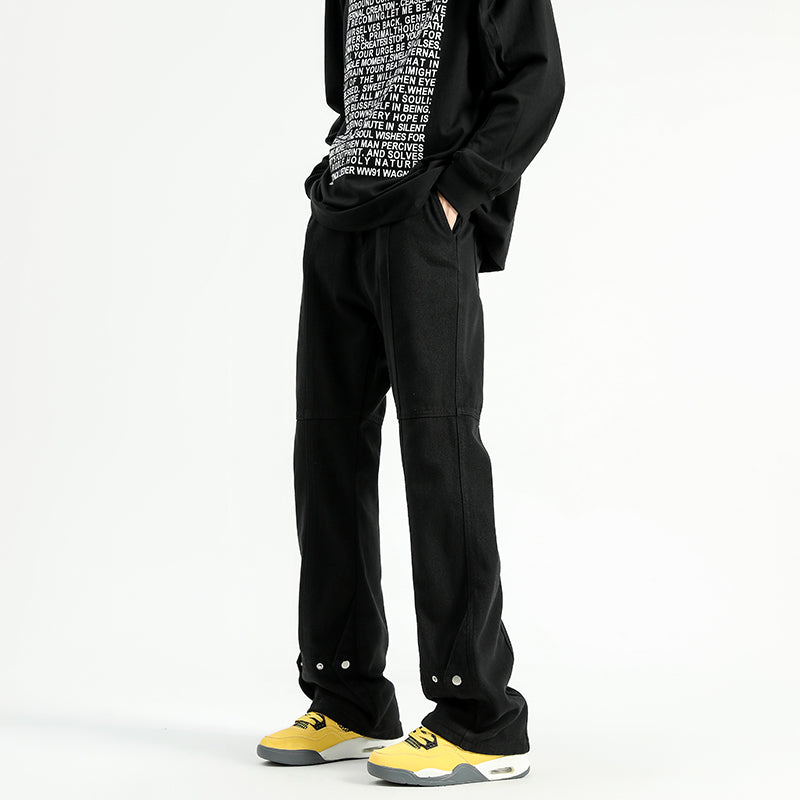Unisex Black Loose Straight Jeans Micro Trousers Casual Pants