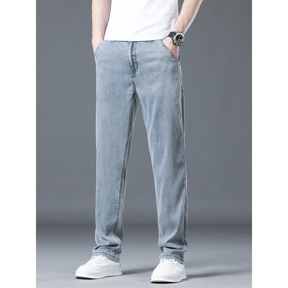 Men's Ice Silk Loose Straight Pants Lightweight Business Casual