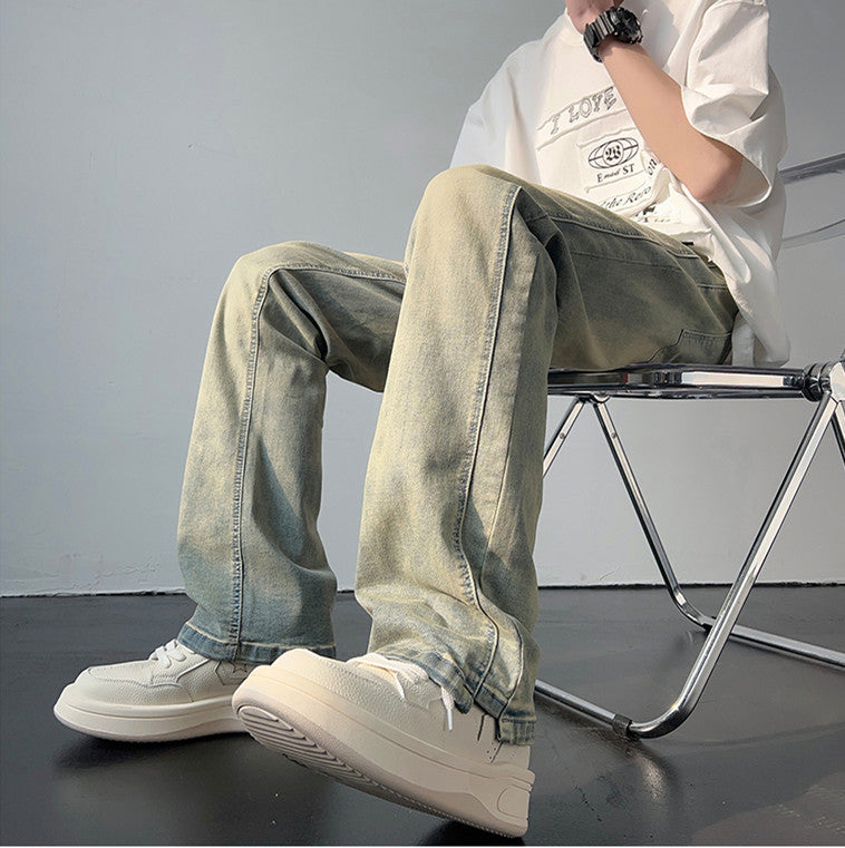 Men's American Retro Straight Jeans Casual High Street Pants