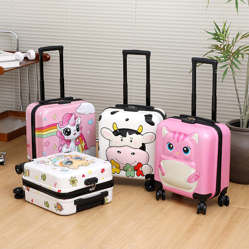 Kids' 18-Inch Cartoon Boarding Trolley Suitcase