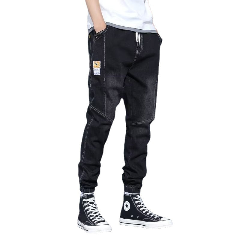 Boys' Light Wash Denim Harem Cropped Casual Ankle-Tie Pants