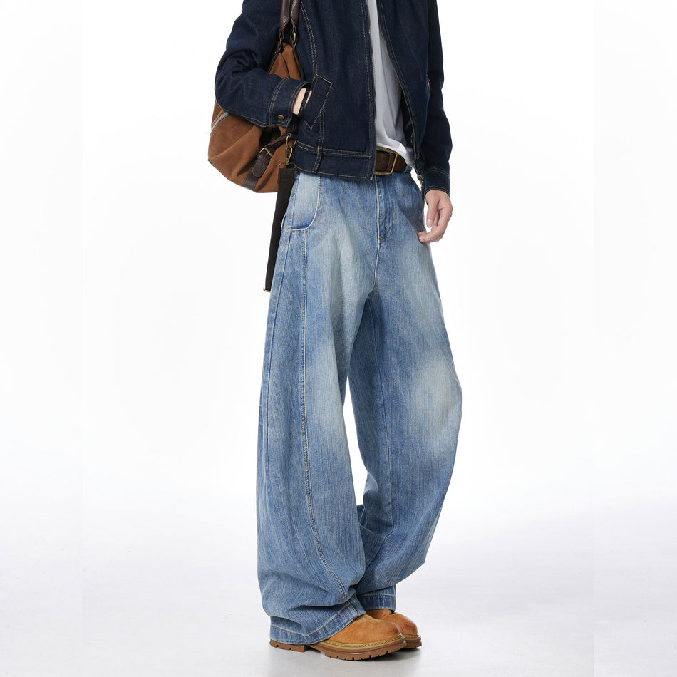 Men's Bamboo Wide Leg Jeans Loose Straight American Style Pants