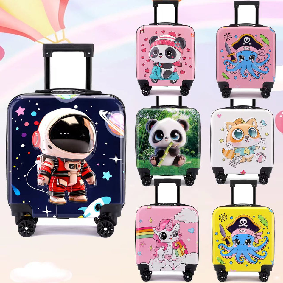 Kids' 18-Inch Large Capacity Cartoon Trolley Case