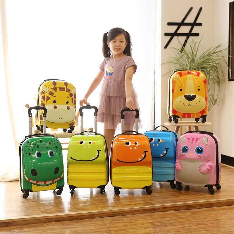 Kids' 3D Cartoon Animal Trolley Suitcase 18-Inch