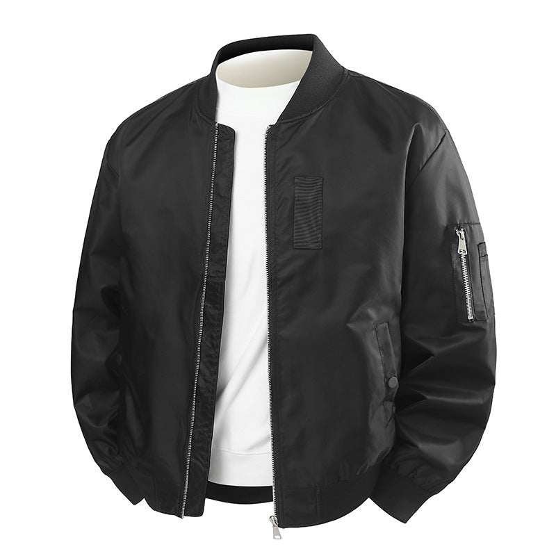 Men's Fitted Nylon Flight Jacket Stand Collar Workwear