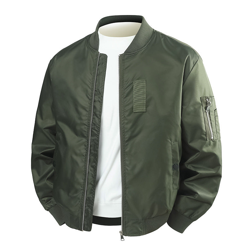 Men's Fitted Nylon Flight Jacket Stand Collar Workwear