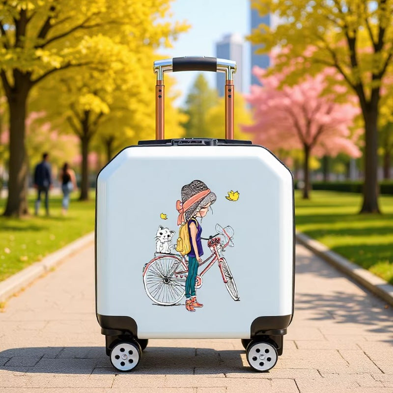 Kids' Matte Cartoon Trolley Case with Logo Print