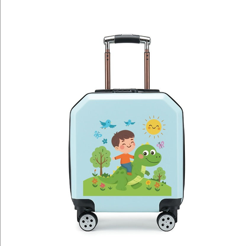 Kids' Matte Cartoon Trolley Case with Logo Print