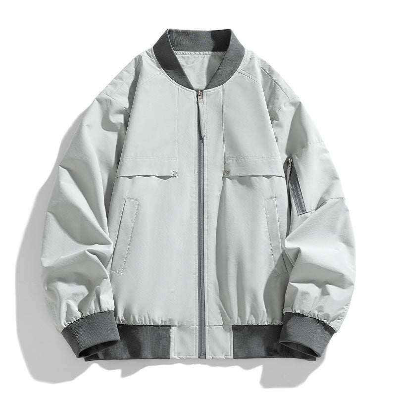 Men's Loose Fit Stand Collar Multi-Pocket Casual Jacket