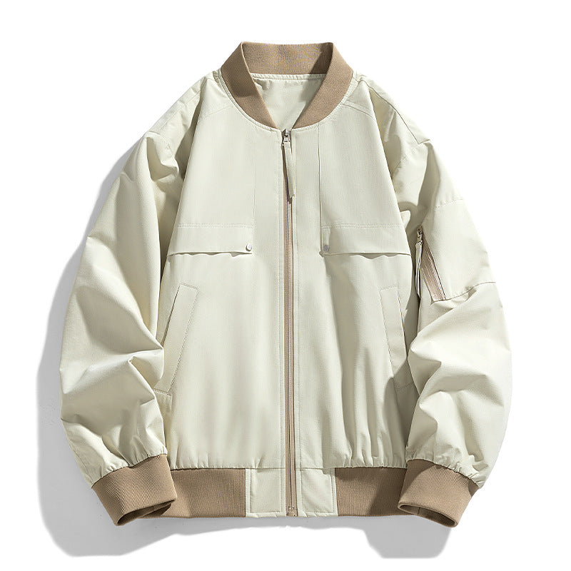 Men's Loose Fit Stand Collar Multi-Pocket Casual Jacket