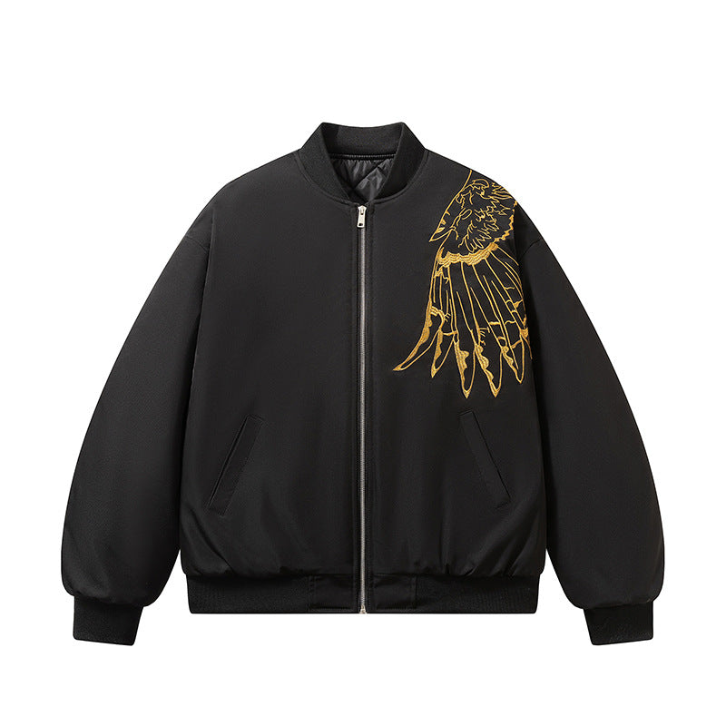 Men's Chinese Style Embroidered Quilted Thickened Flight Jacket