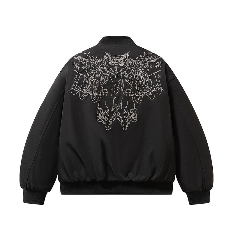 Men's Chinese Style Embroidered Quilted Thickened Flight Jacket