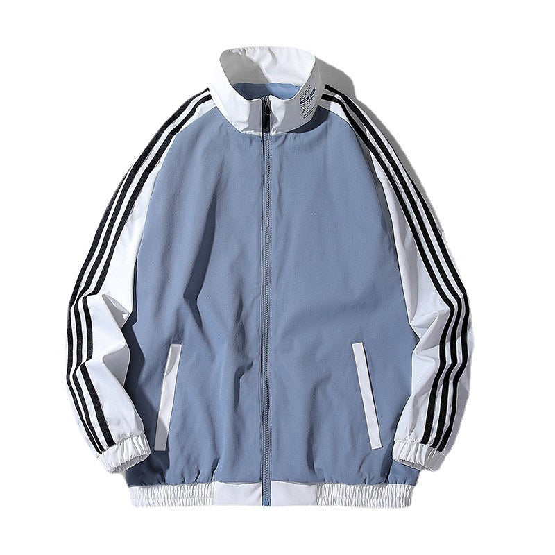 Men's Colorblock Stand Collar Breathable College Baseball Jacket