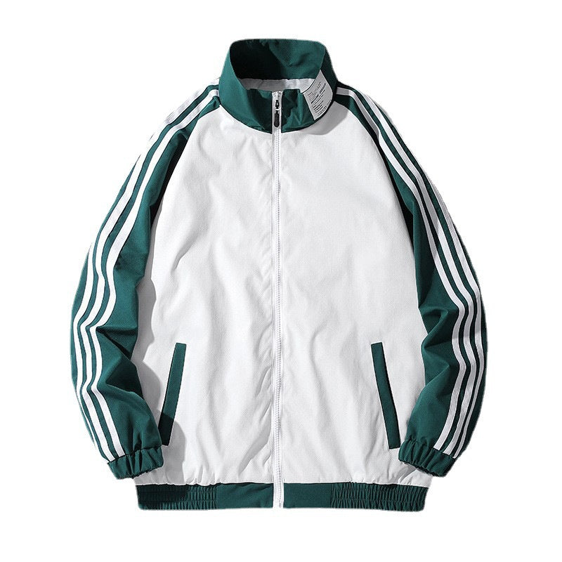 Men's Colorblock Stand Collar Breathable College Baseball Jacket
