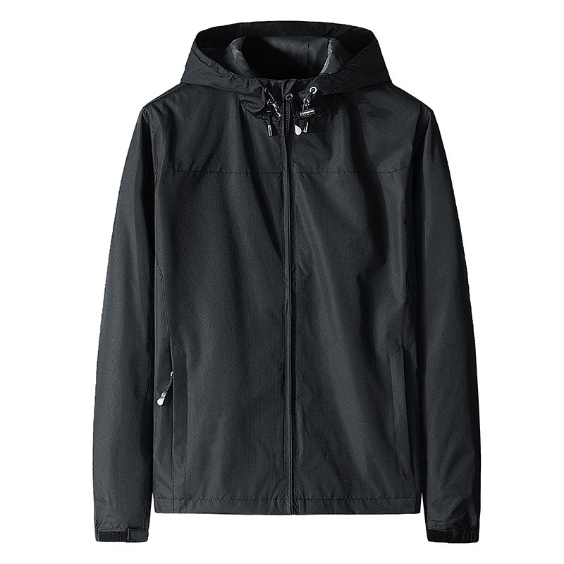 Men's Pure Washed Cotton Hooded Loose Sports Utility Jacket