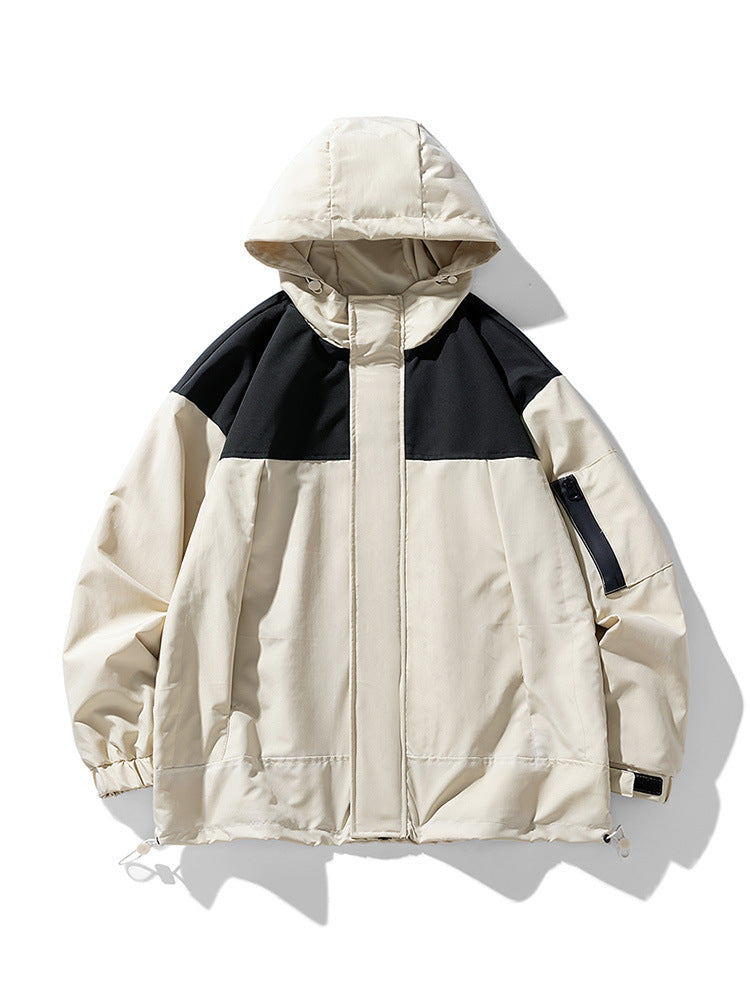 Men's Colorblock Hooded Sports Utility Windproof Jacket