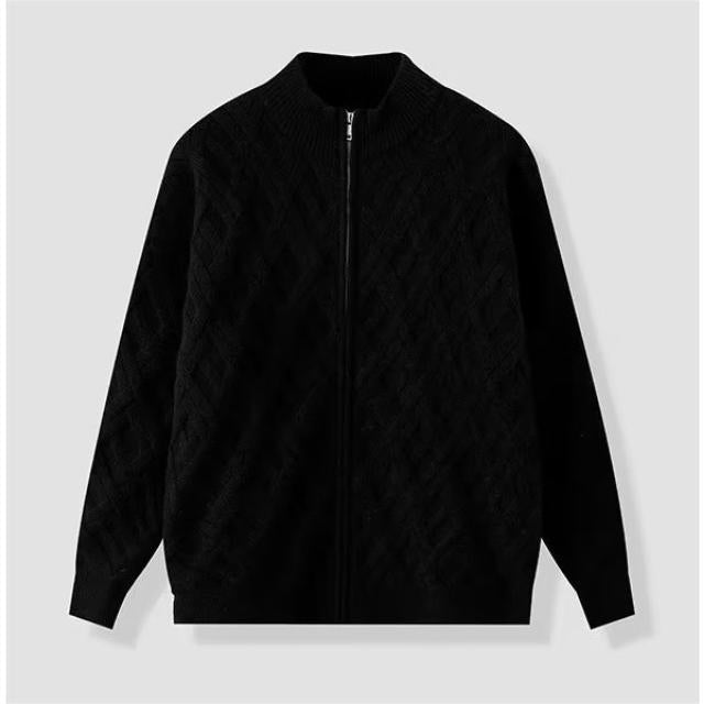 Men's Diamond Quilted Collarless Loose Fit Zip Casual Jacket