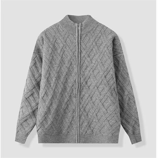 Men's Diamond Quilted Collarless Loose Fit Zip Casual Jacket