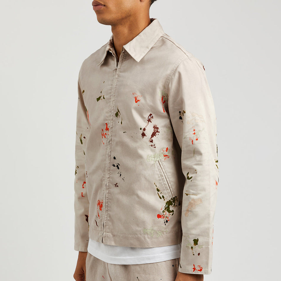Men's Splash-Ink Hand-Painted Loose Denim Hooded Jacket