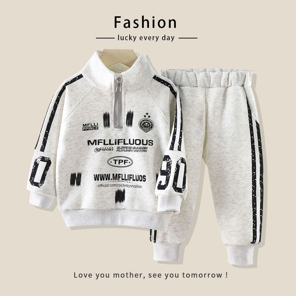 Boys' Cotton Rabbit Fur Sweatshirt Set for Spring Autumn
