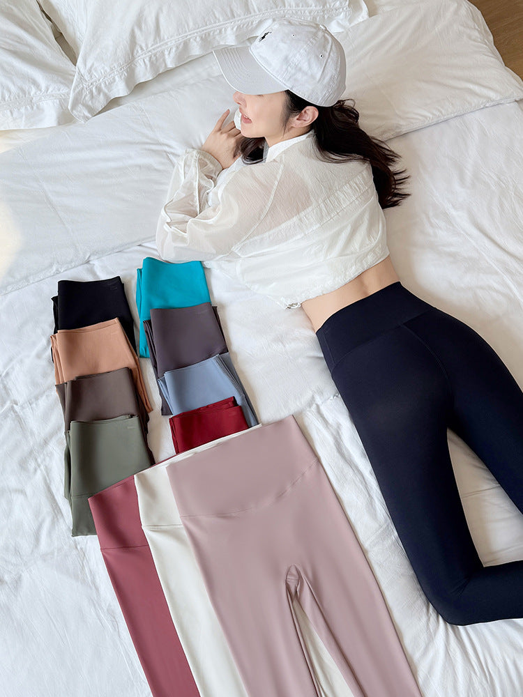Women's Ice Silk High-Waisted Tummy Control Yoga Leggings