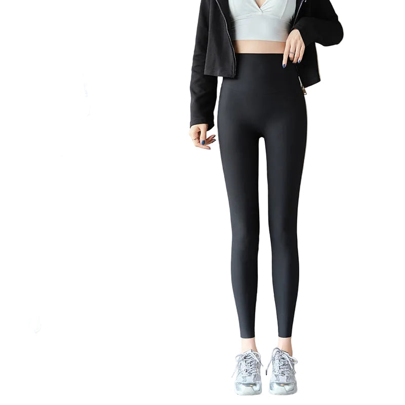 Women's Ice Silk High-Waisted Tummy Control Yoga Leggings