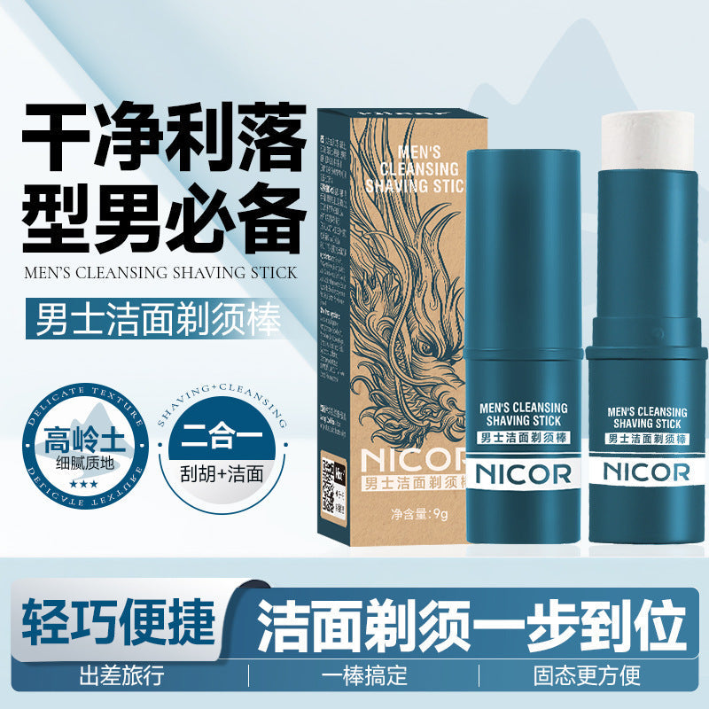 Nicor Men's Facial Cleansing Shaving Stick, Softening Solid Cream