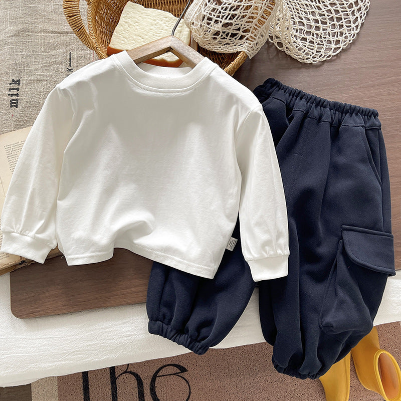 Boys Striped Hooded Sweatshirt and Sweatpants Three-Piece Set