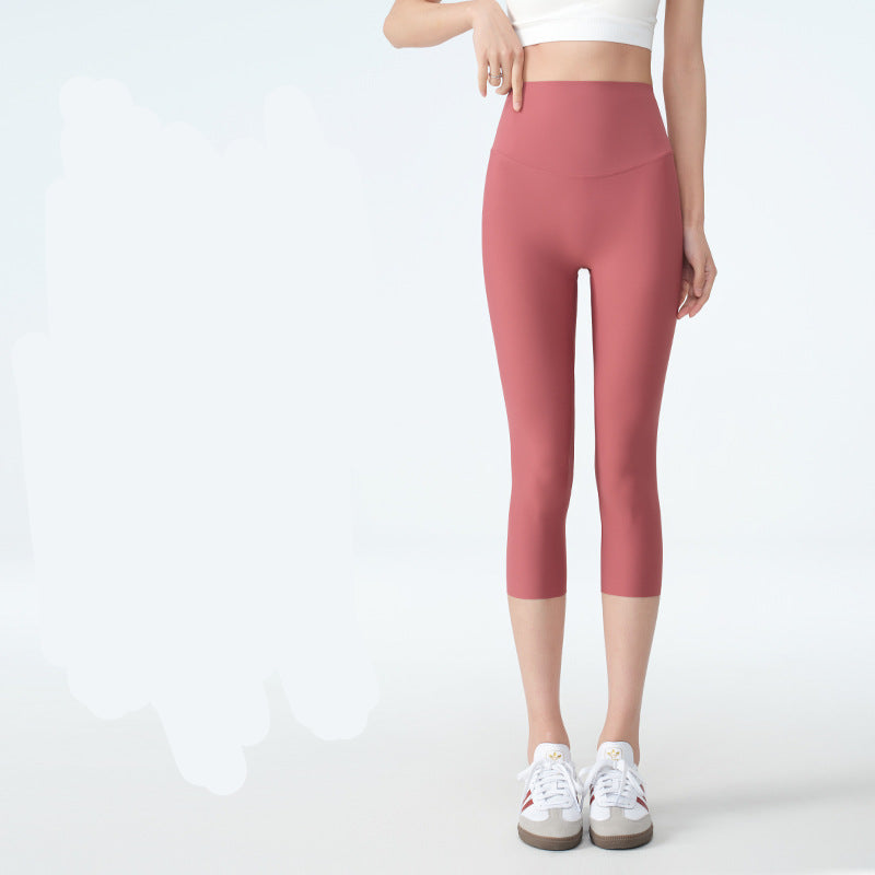 Women's High-Waisted Ice Silk Capri Shark Yoga Leggings
