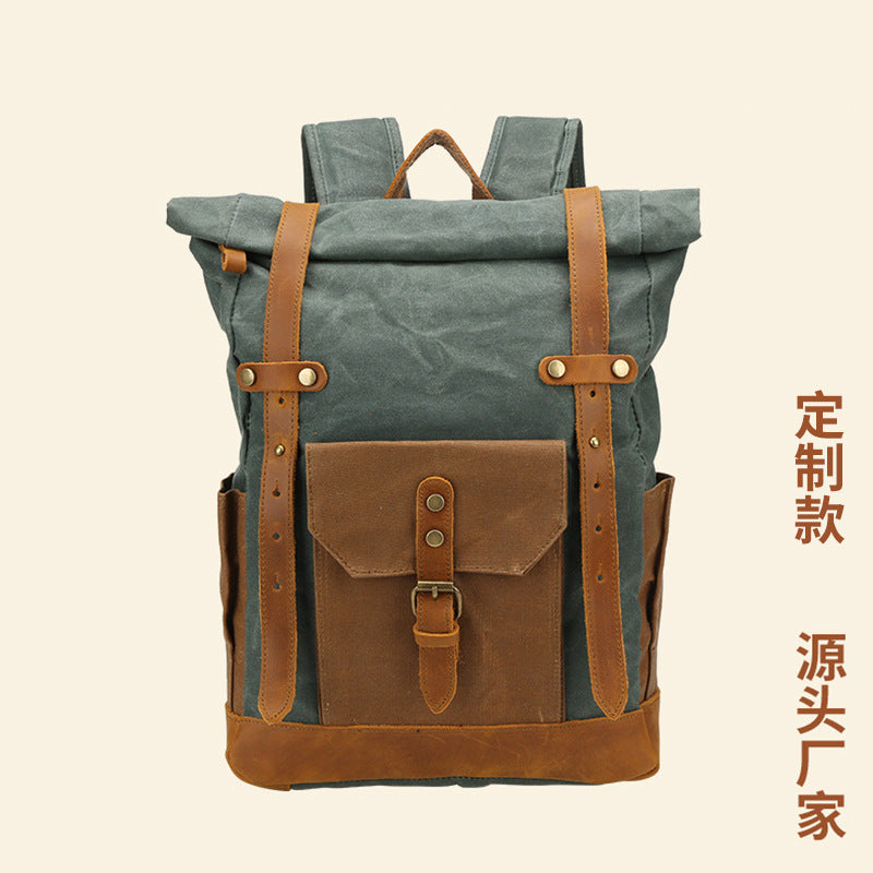 Men's Vintage Waxed Canvas Leather Travel Pack