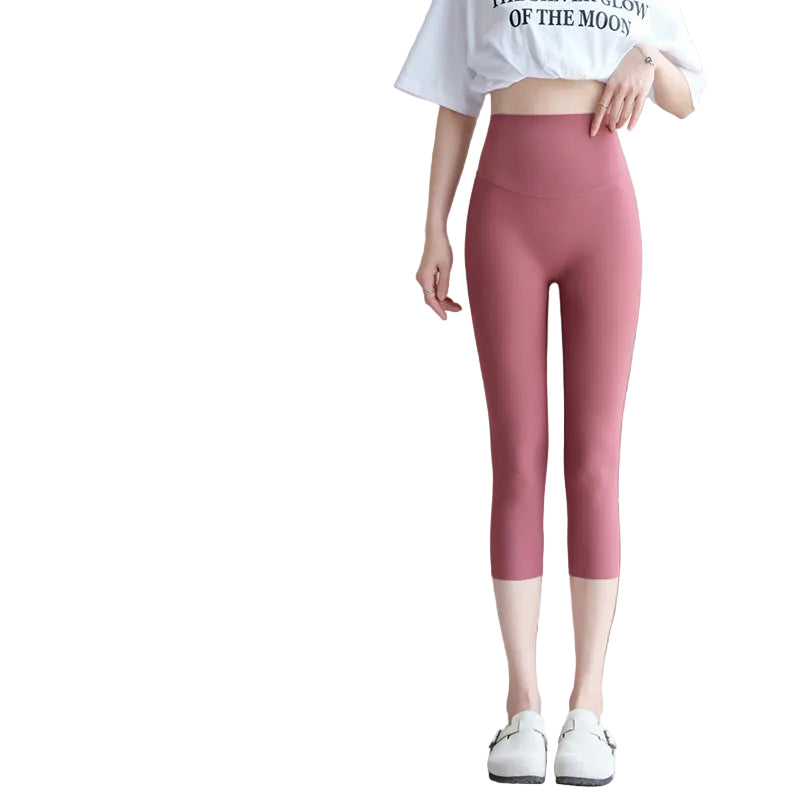 Women's High-Waisted Ice Silk Three-Point Yoga Leggings