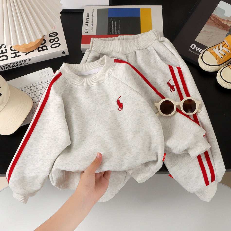 Kids Embroidered Sweater Sports Two-Piece Trousers Set