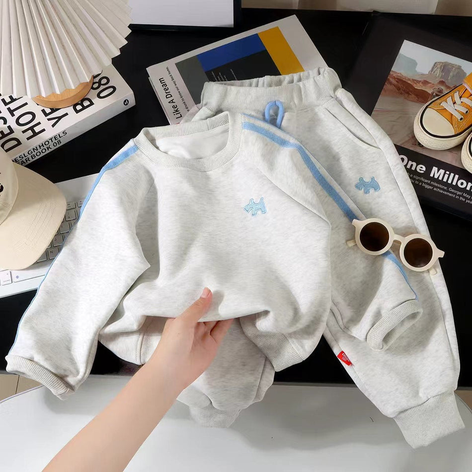 Kids Embroidered Sweater Sports Two-Piece Trousers Set