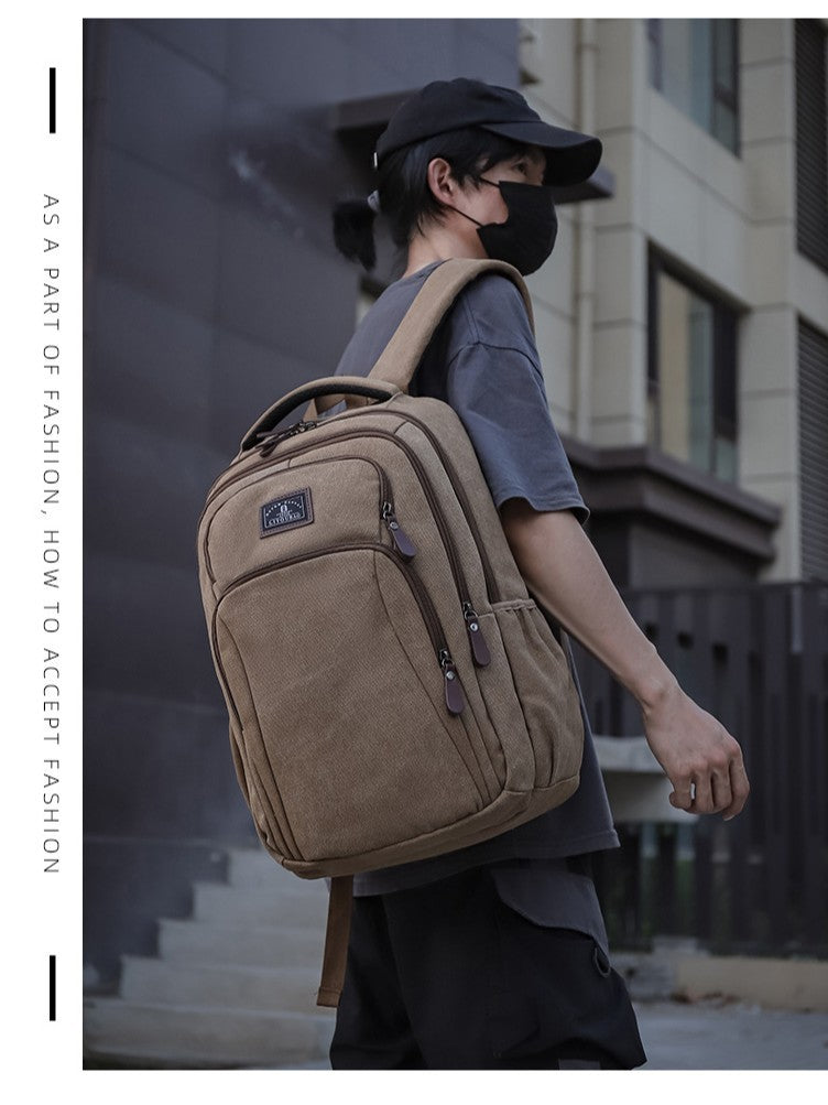 Men's Outdoor Waterproof Canvas Laptop Travel Backpack