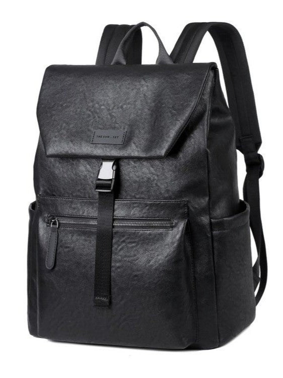 Men's 15" Laptop Waterproof PU Leather Business Backpack
