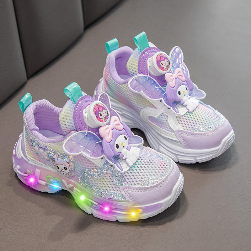 Girls Breathable Mesh Button Casual Running Shoes