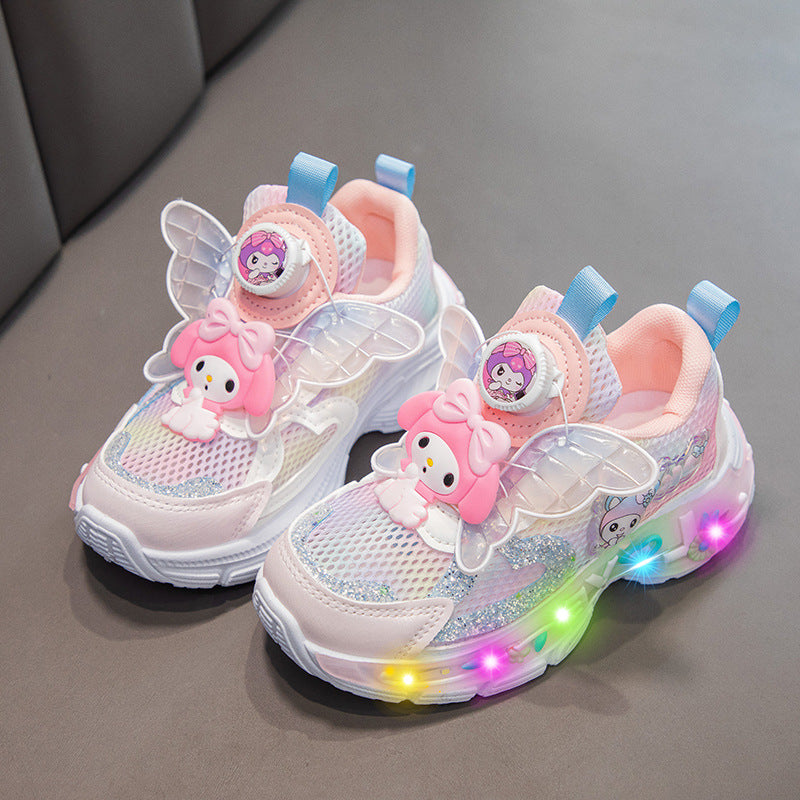 Girls Breathable Mesh Button Casual Running Shoes