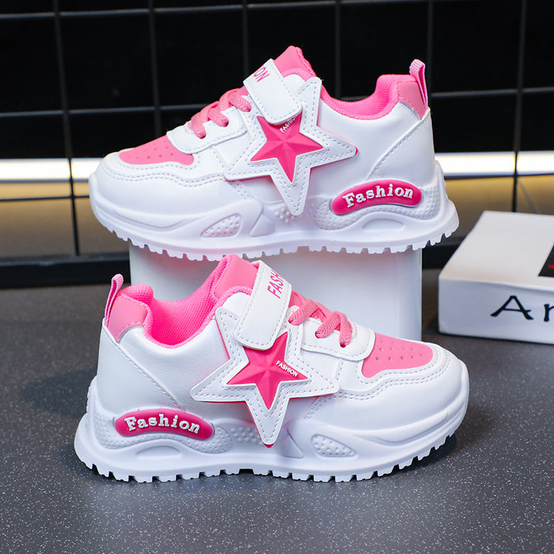Girls' PU Running Shoes with Soft Rubber Sole