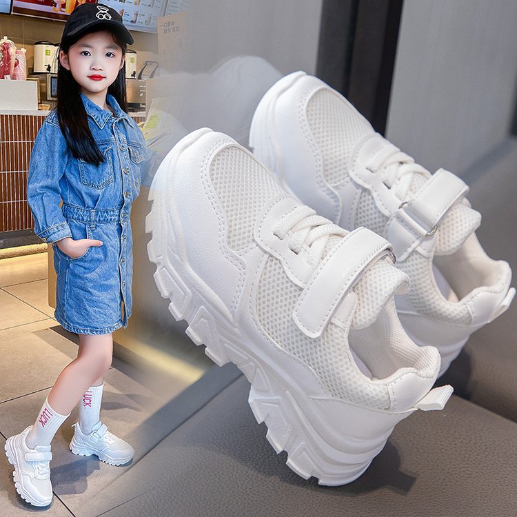 Girls' Mesh Running Shoes Lightweight White Casual Sneakers