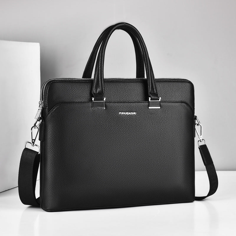 Men's Laptop Waterproof Leather Business Briefcase