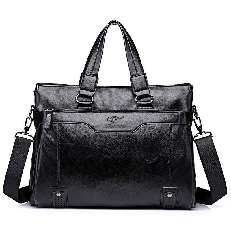 Men's Laptop Waterproof PU Expandable Business Briefcase