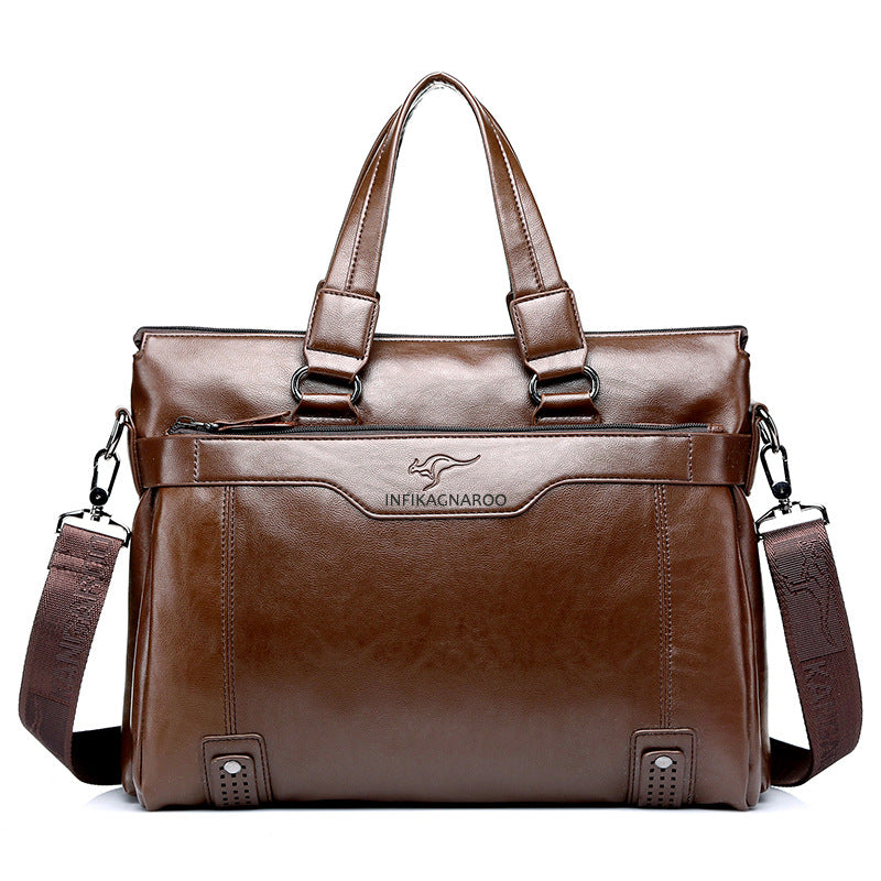 Men's Laptop Waterproof PU Expandable Business Briefcase