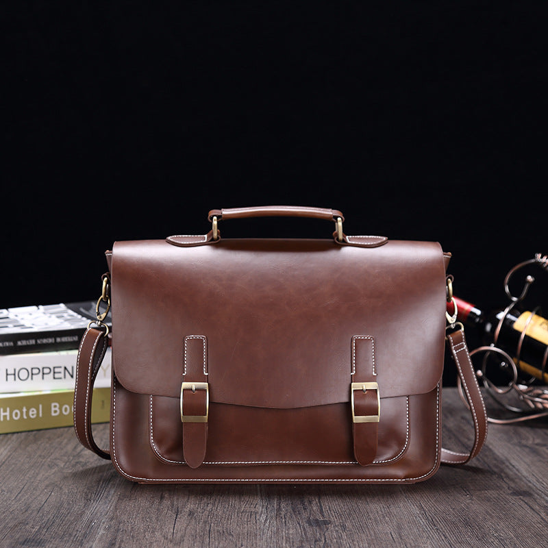 Men's Laptop Wear-Resistant PU Leather Briefcase Bag