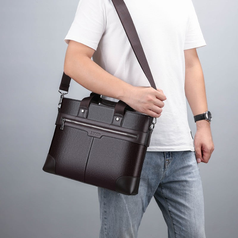 Men's Ergonomic  Leather Business Commuter Briefcase Bag