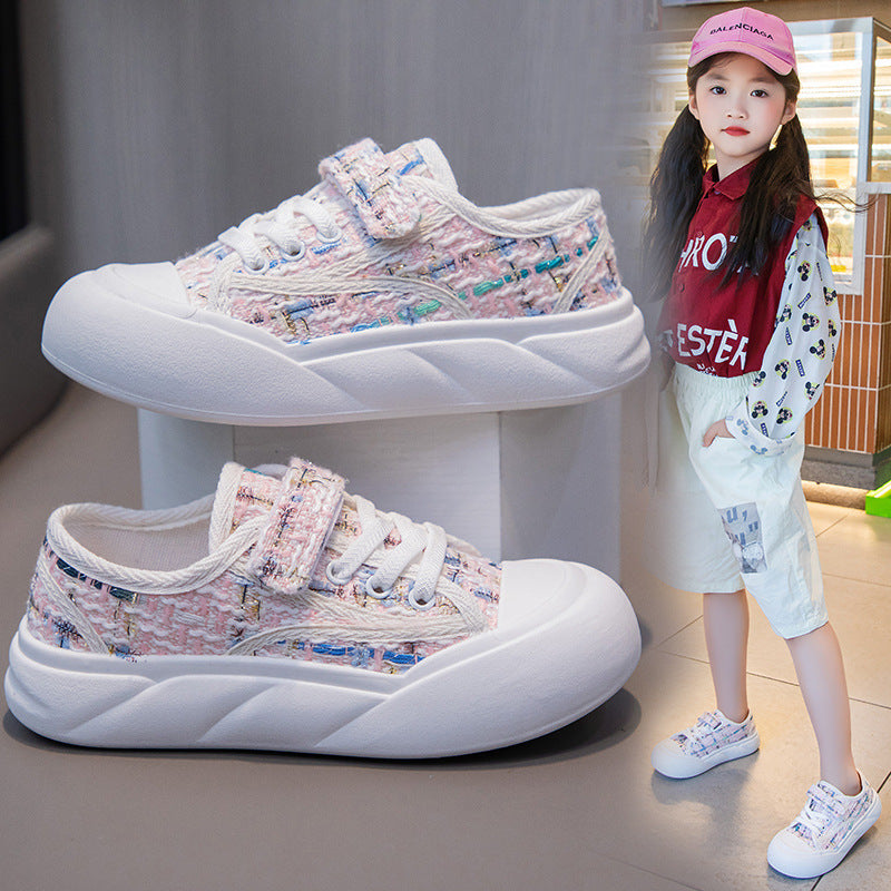 Kids Canvas Shoes Breathable Casual Sneakers with Velcro