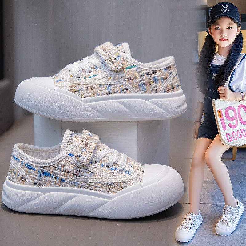 Kids Canvas Shoes Breathable Casual Sneakers with Velcro
