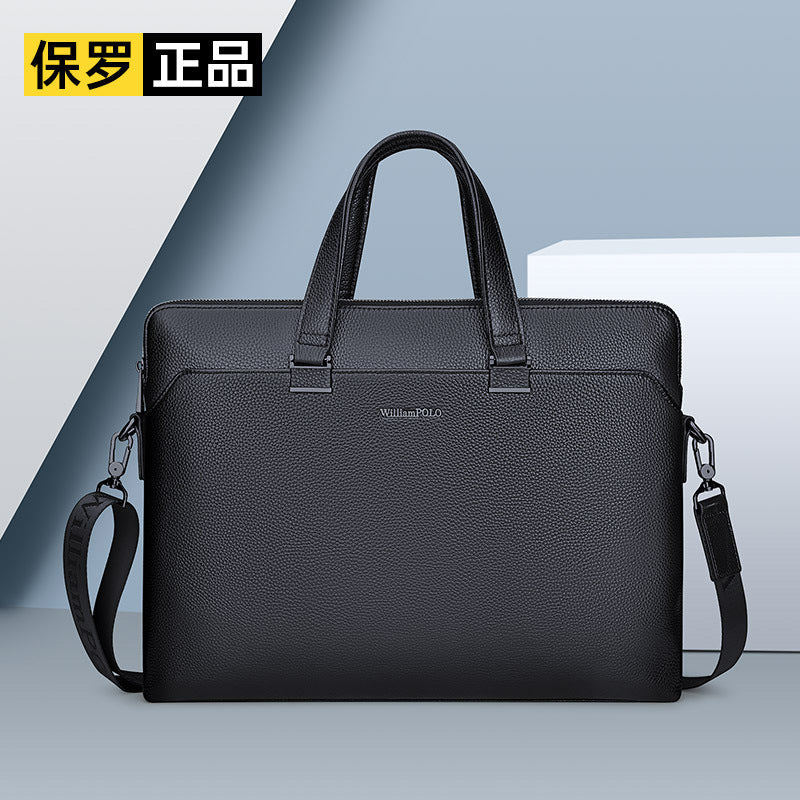 Men's Laptop First Layer Leather Briefcase Bag