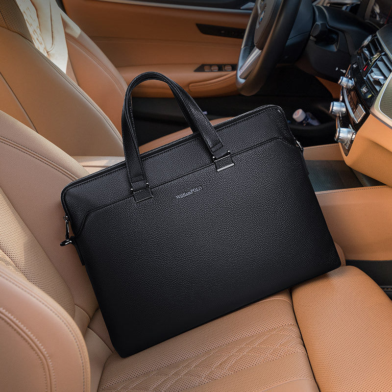 Men's Laptop First Layer Leather Briefcase Bag