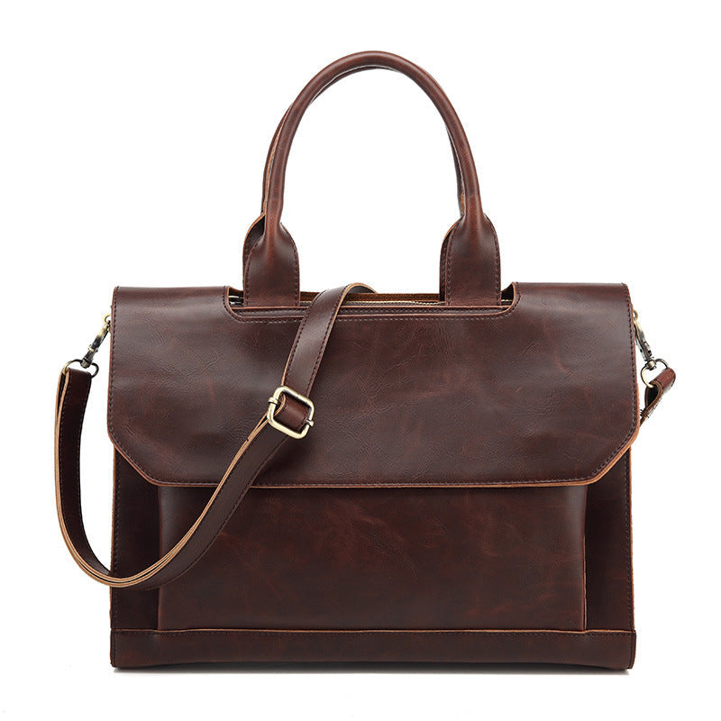 Men's Laptop Retro Waterproof PU Business Briefcase Bag
